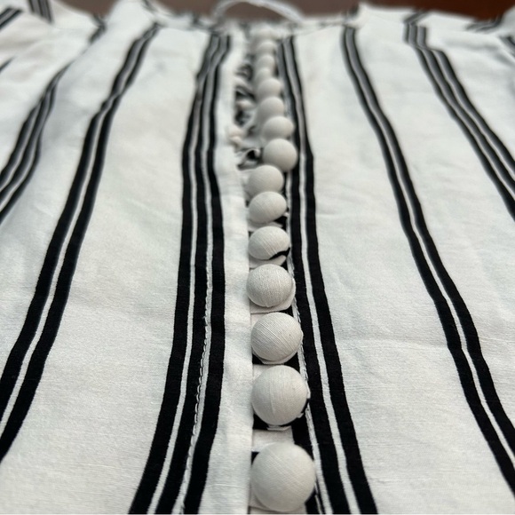 Apiece Apart Nueva Augustina Tunic, Black and White Striped Linen & Silk, Size 0 - Picture 10 of 16